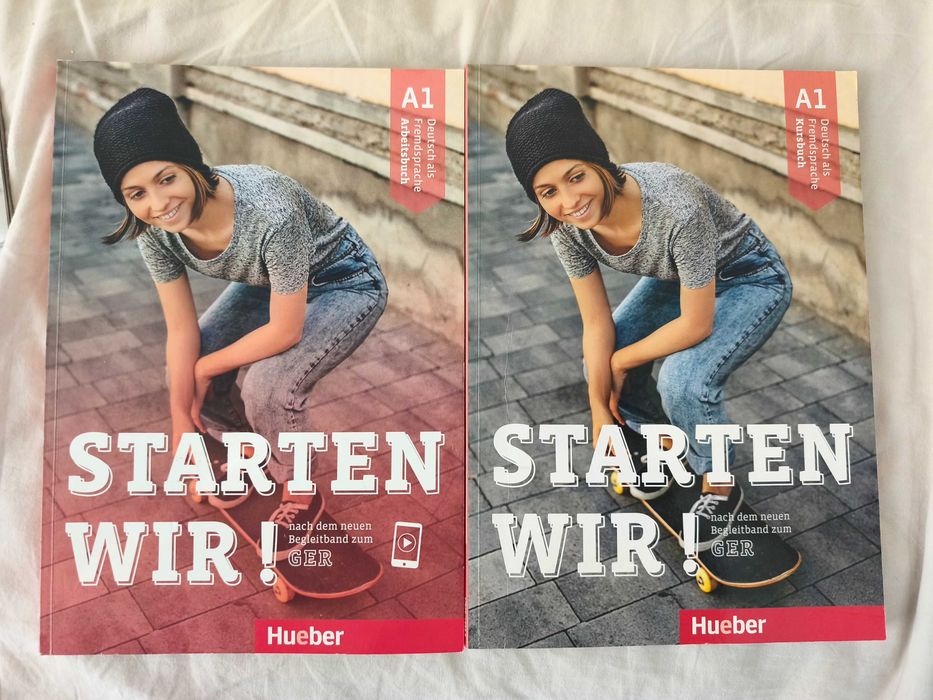 Учебник по немски Starten wir! A1 +А2 (на издателство Hueber).Starten wir  Kursbuch  Учебник + Starten wir -Работна тетрада