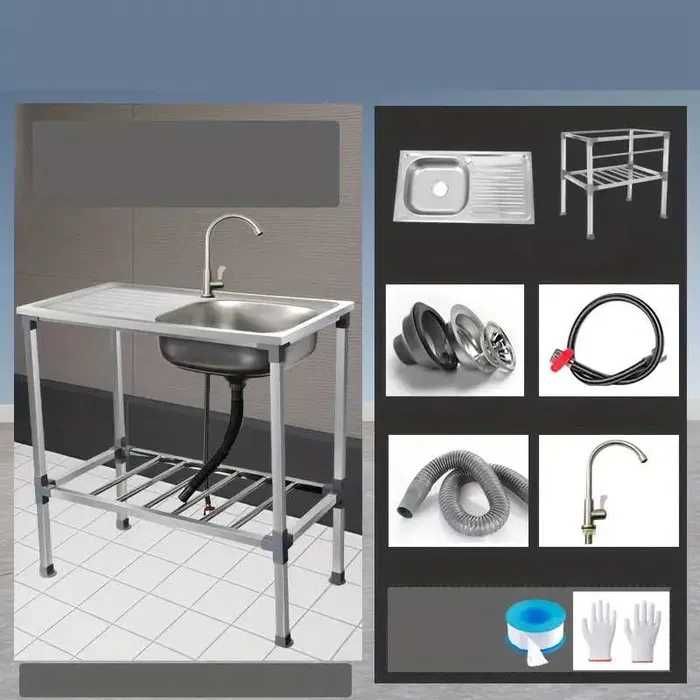 chiuveta inox  75x40cm completa cu  suport polita baterie noua