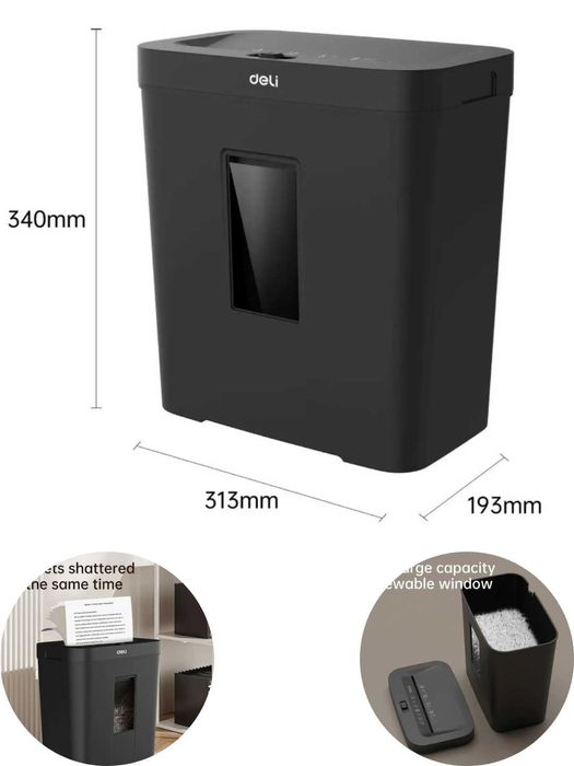 Уничтожитель бумаг Deli ET021, с автоподачей, P-4, 4*25 мм, 12 л