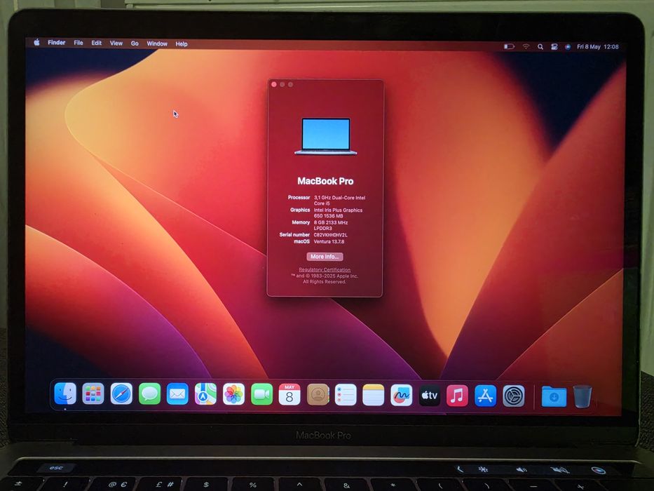 MacBook Pro 13 Touch Bar i5 8GB SSD Retina Ventura