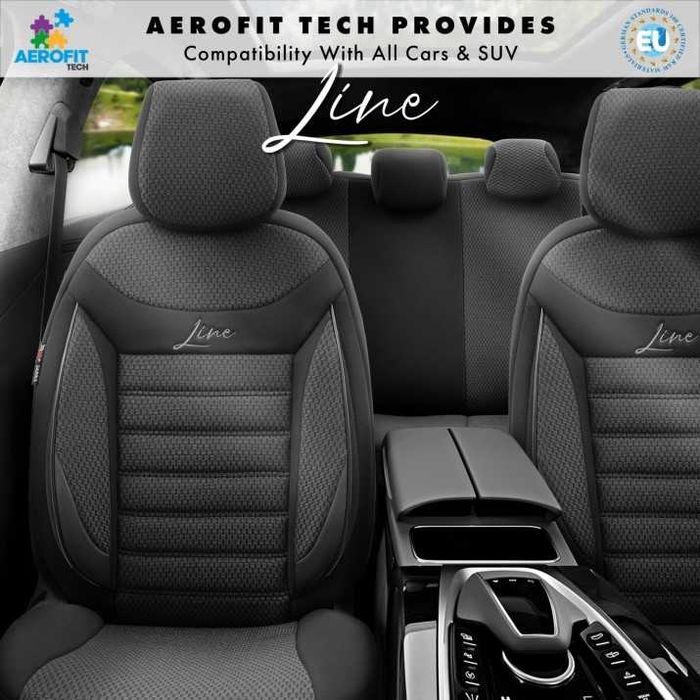 К-т Луксозна Тапицерия Automat-OTOM, Черна с черен шев, LINE Design