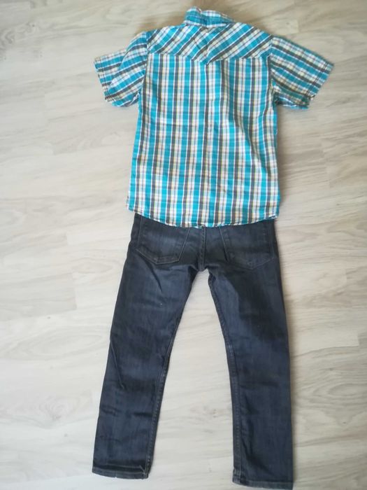 Дънки с ризка с къс ръкав