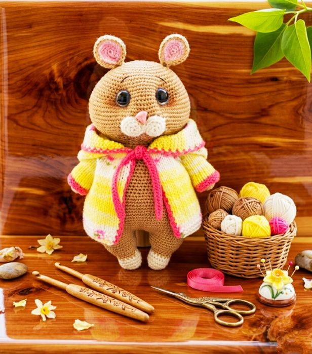 Вязаные мышата ручной работы.