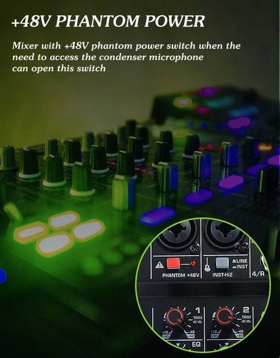 Pasiv mixer audio 4 canale KT4M Stereo canal USB Bluetooth 99 digital DSP efecte LED ecran