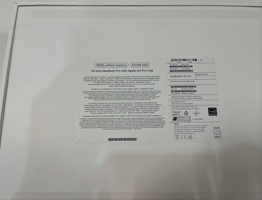 MacBook Pro 14 M3Pro 18RAM 512gb  100%Battery health, УДЪЛЖЕНА ГАРАНЦИЯ