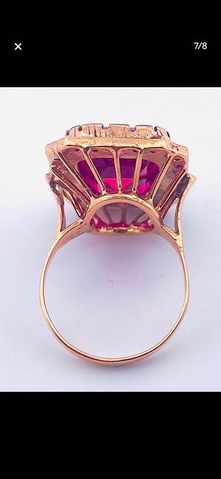 Inel aur roz 9ct cu rubin și diamante