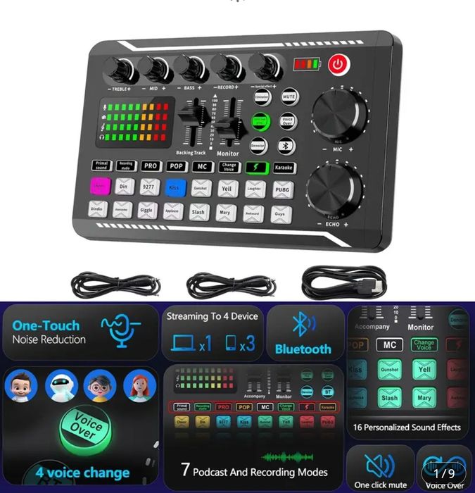 F998 Mixer Profesional, Placă de Sunet Live cu Efecte DJ și Convertor