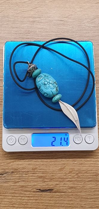 Colier argint 925 nativ american cu șnur silicon și elemente argint