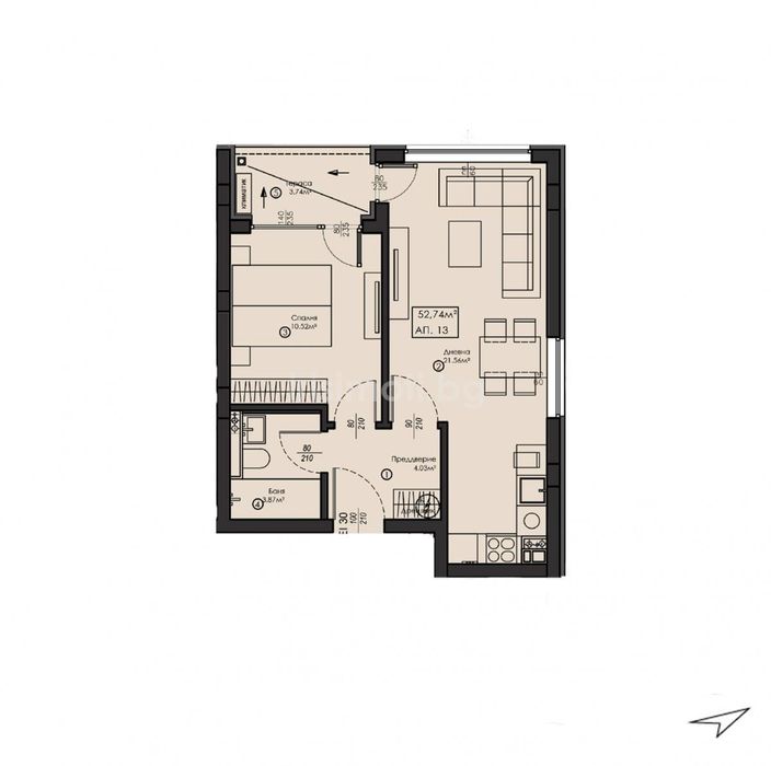 Продава се Двустаен апартамент в София, Малинова долина - 68 кв.м за 1139 €/кв.м - Снимка #4