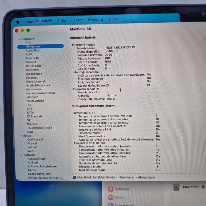 Laptop Apple MacBook Air 13" M2 16GB, 256GB ZEUS Amanet Militari 33738