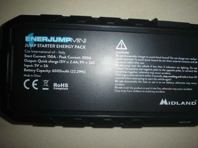 Robot pornire auto MIDLAND ENERJUMP MINI - 12 V - POWER BANKsigilat