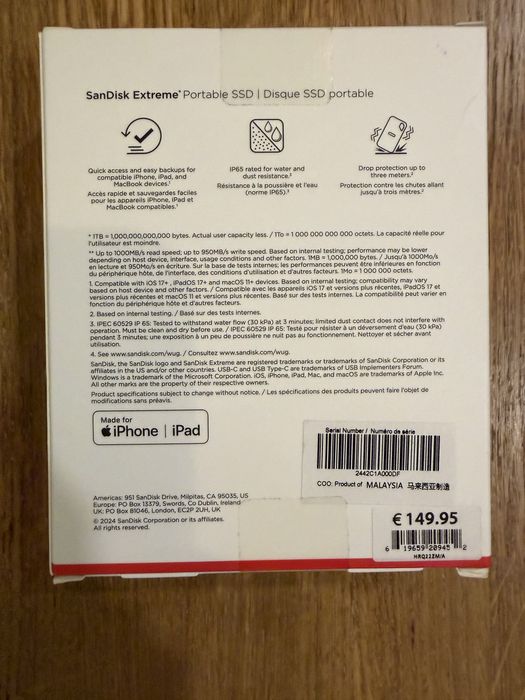 SSD portabil Sandisk Extreme 1TB