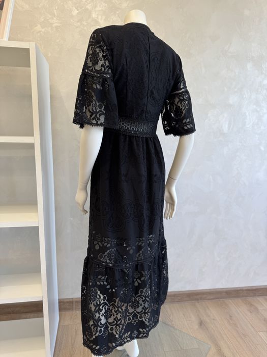 Дамска черна дълга  рокля