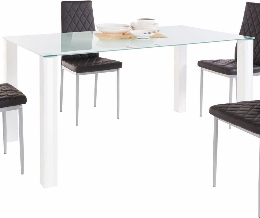 Masa sticla Home, alb, 160 cm