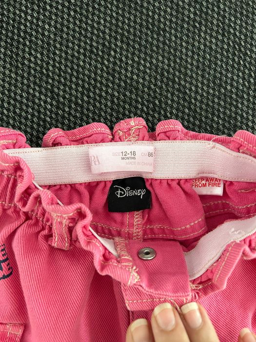 Fusta denim/blug Zara Disney Baby Minnie Mouse, 12-18 luni / 86cm, roz