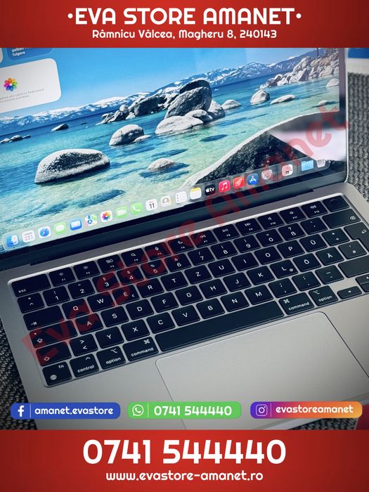 Laptop Apple MacBook Air 13.6” Space Gray M3 Cip 256GB 8GB RAM Touch ID A3113 2024 Battery Life 100% (73 Cicluri) Complete in Box