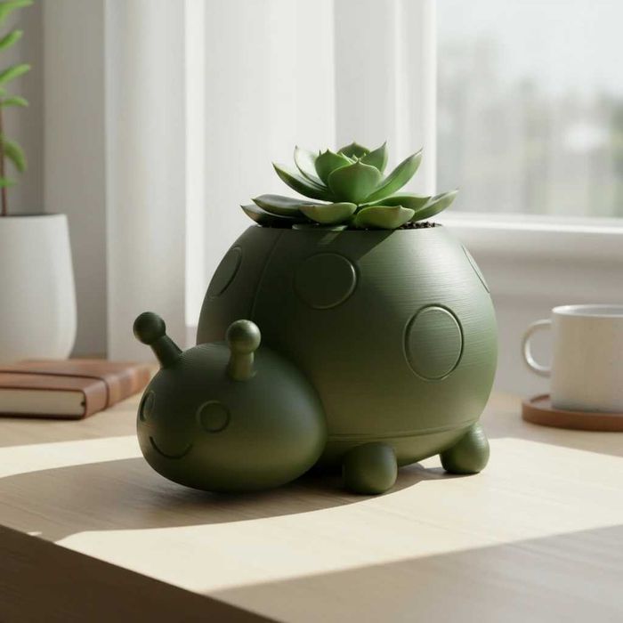 Ghiveci Decorativ Tip Buburuză pentru Plante Mici și Suculente