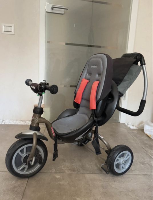 Triciclu premium PUKY cu scaun ergonomic și bară parentală