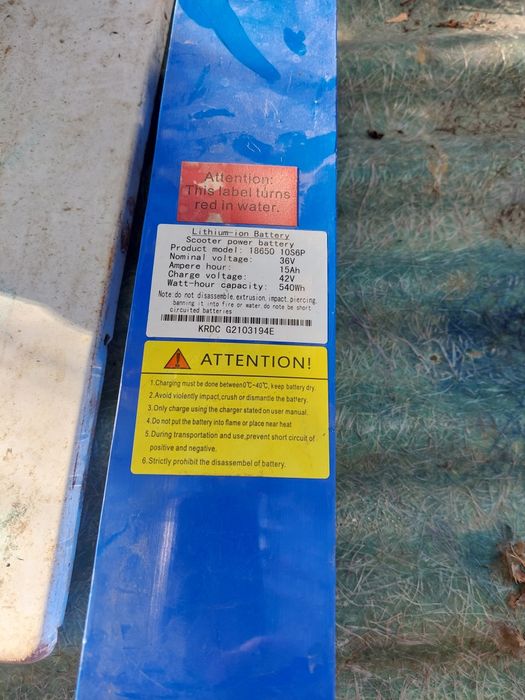 Acumulator lithium 36 volti. 15 amperi