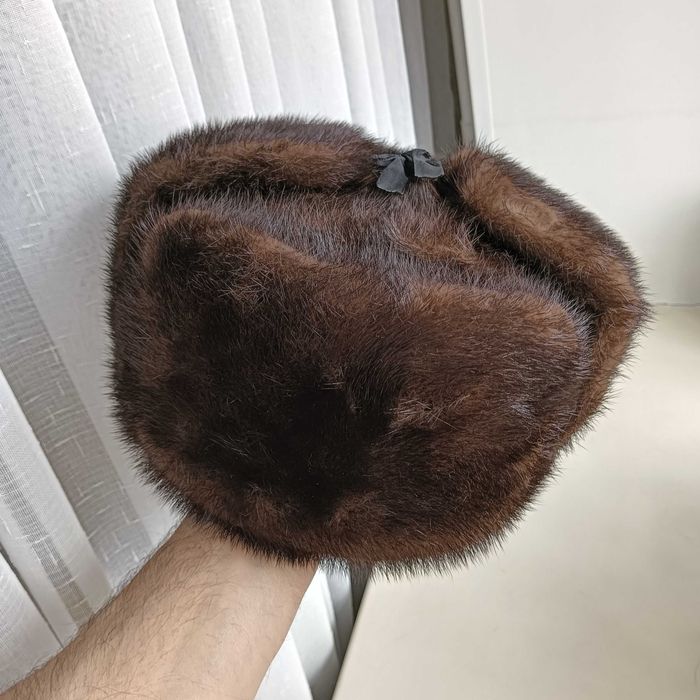 Норковая цельная шапка