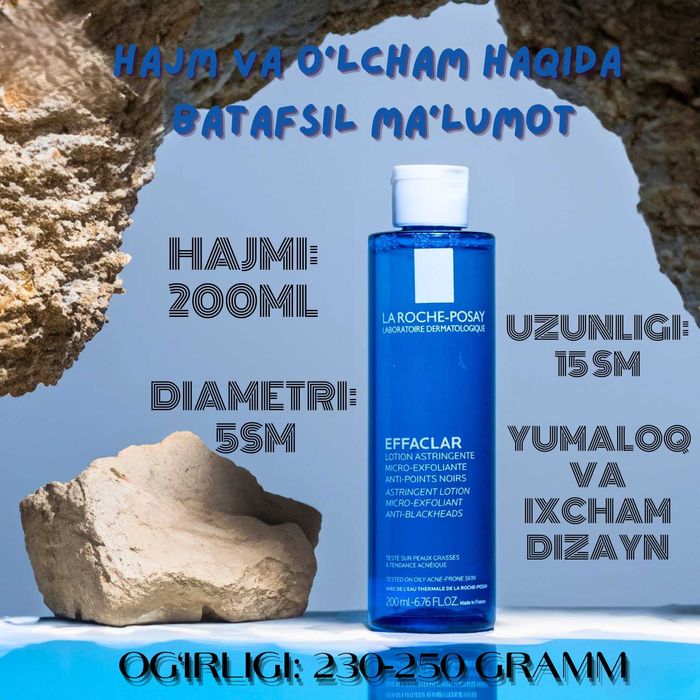 La Roche-Posay Effaclar Lotion-Yuzni tozalash toniki,yog'li teri uchun