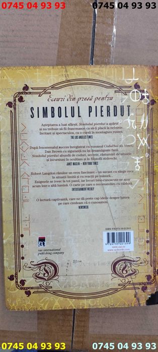 carte carti DAN BROWN simbolul pierdut cartonata