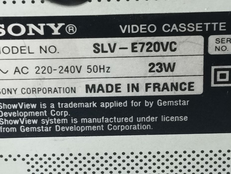 Sony VHS video hi fi stereo