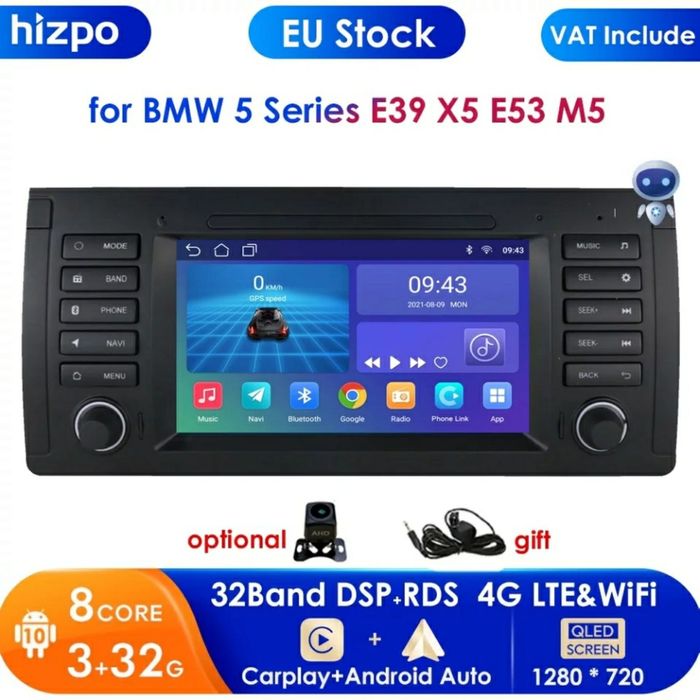 Андроид Мултимедия навигация BMW E39 E53 X5 E38 ANDROID камера GPS бмв