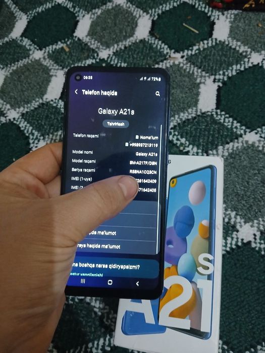 Samsung a21s ideal  holatda