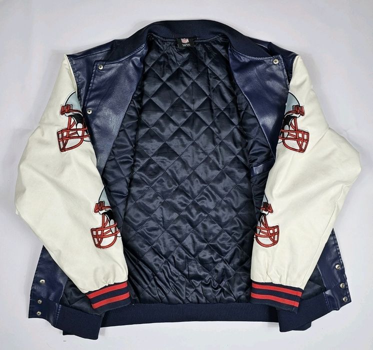 Geacă Varsity piele ecologică NFL New England Patriots - boohooMAN (Ediție Limitată) - Mărimea L