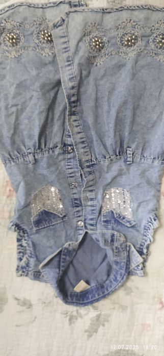 Джинсовый комбинезон и платье для девочки