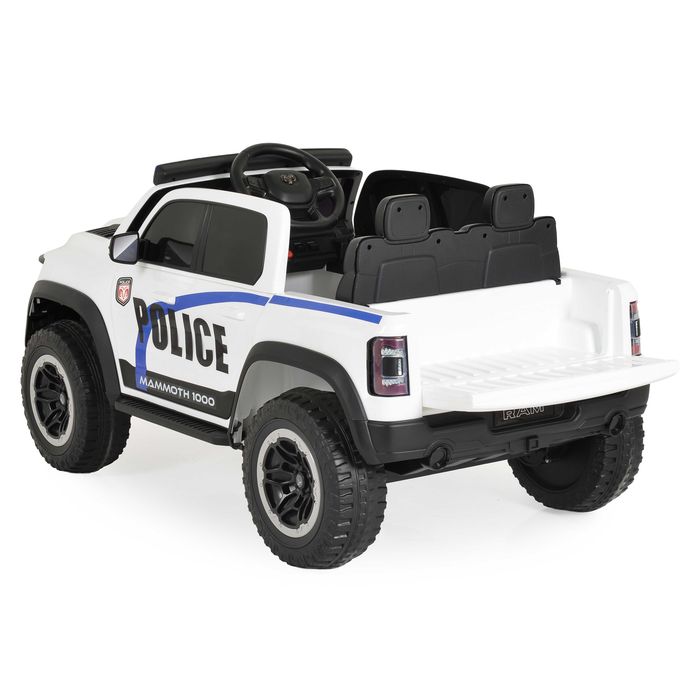 ТОП ЦЕНАНОВО!Акумулаторен джип RAM POLICE WHITE с 12V батерия,EVA гуми,сигнални светлини,USB,дистанционно