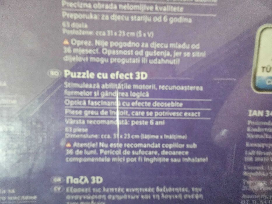 Puzzle 3d, 6ani plus