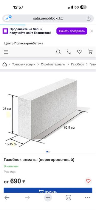 Газоблок 10*25*60