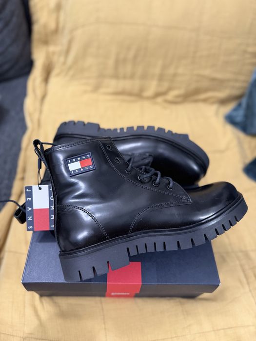 Tommy Jeans Lace-Up ghete dama din piele neagra marimea 40 noi