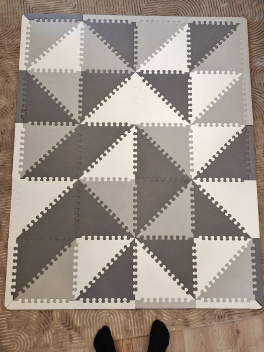 Covor puzzle din spumă EVA, model alb gri 140 × 170 cm