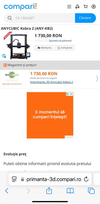 Imprimanta 3d anycubic kobra 2 precizie +/-0.0125mm