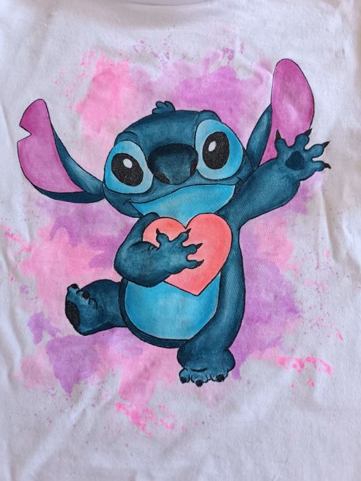 Ръчно рисувана детска тениска Стич