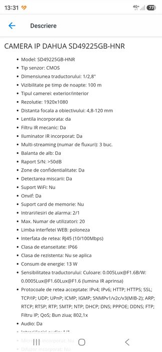 Cameră supraveghere profesională metalică