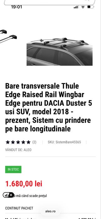 Bare transversale duster 2018-2024