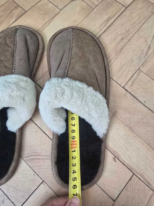 Papuci de casa din piele naturala si blana 42