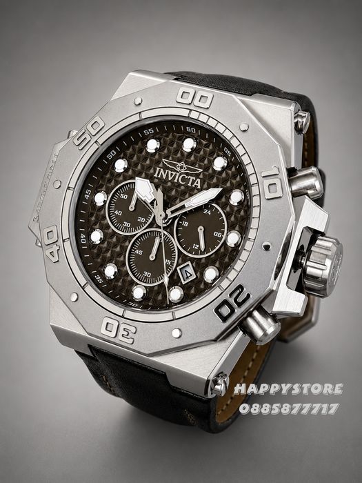INVICTA Akula leather olive green 58 mm, Инвикта нов мъжки часовник