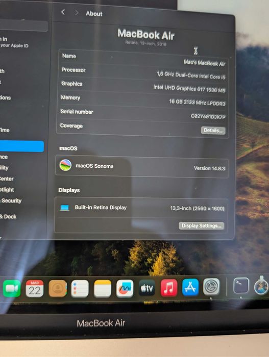 Macbook Air Retina 2018 i5 16gb 128ssd