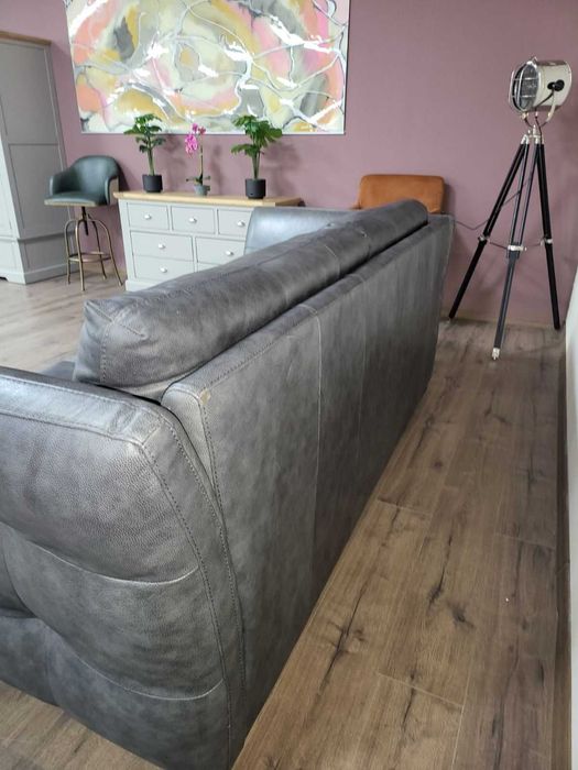 Тъмно сив кожен диван тройка "SARDINIA"