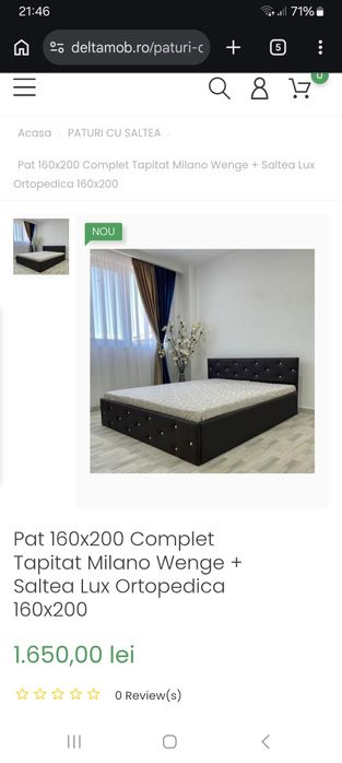 Vând pat tapițat din piele ecologica