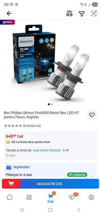 Becuri LED Philips Ultinon Pro6000 Boost Bec LED H7