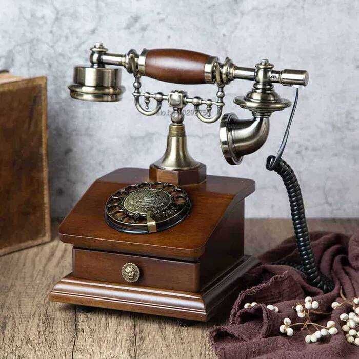 Нов Аналогов  Дървен Ретро Телефон със Шайба