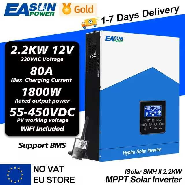 Invertor cu incarcator ISolar SMH II 2.2KW 12V + Wifi Hybrid Off Grid