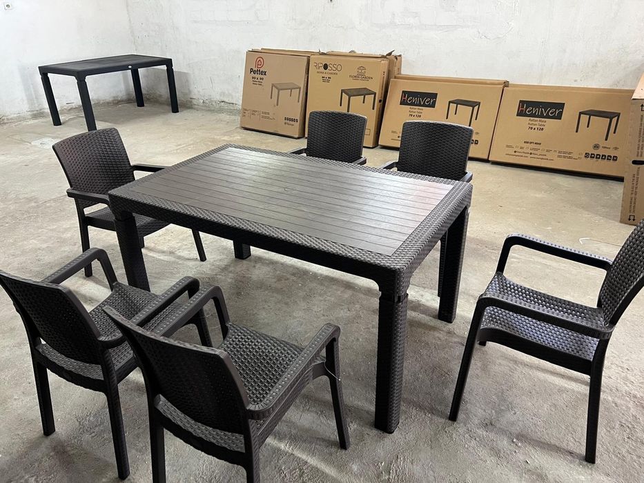 Супер здрав Градински комплект с6 стола и маса 90/150см