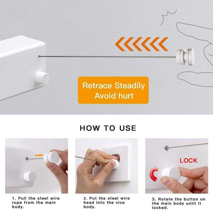 Uscator rufe retractabil, dublu fir, inox, 4.2m, REDUS de la 210RON